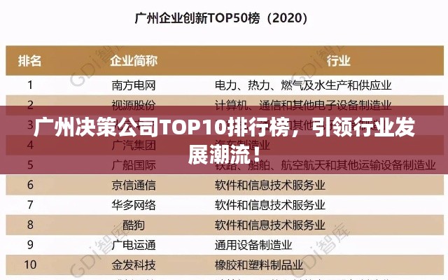 广州决策公司TOP10排行榜,引领行业发展潮流!